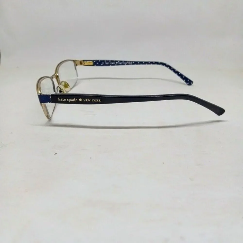 Kate Spade New York Ambrosette Eyeglass Frames-Navy Polka Dots-Rectangle